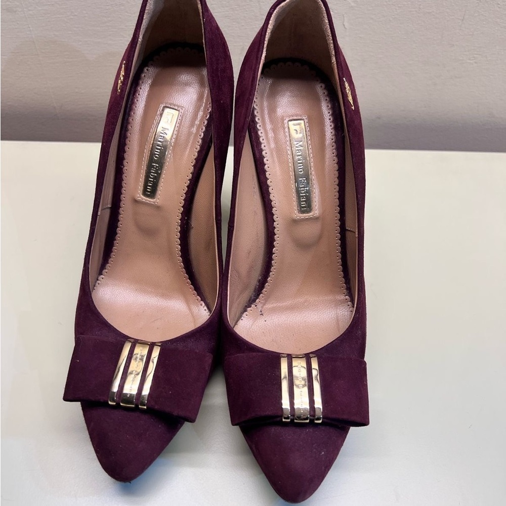 Marino Fabiani Made In Italy Suede Elegant Burgundy Pumps